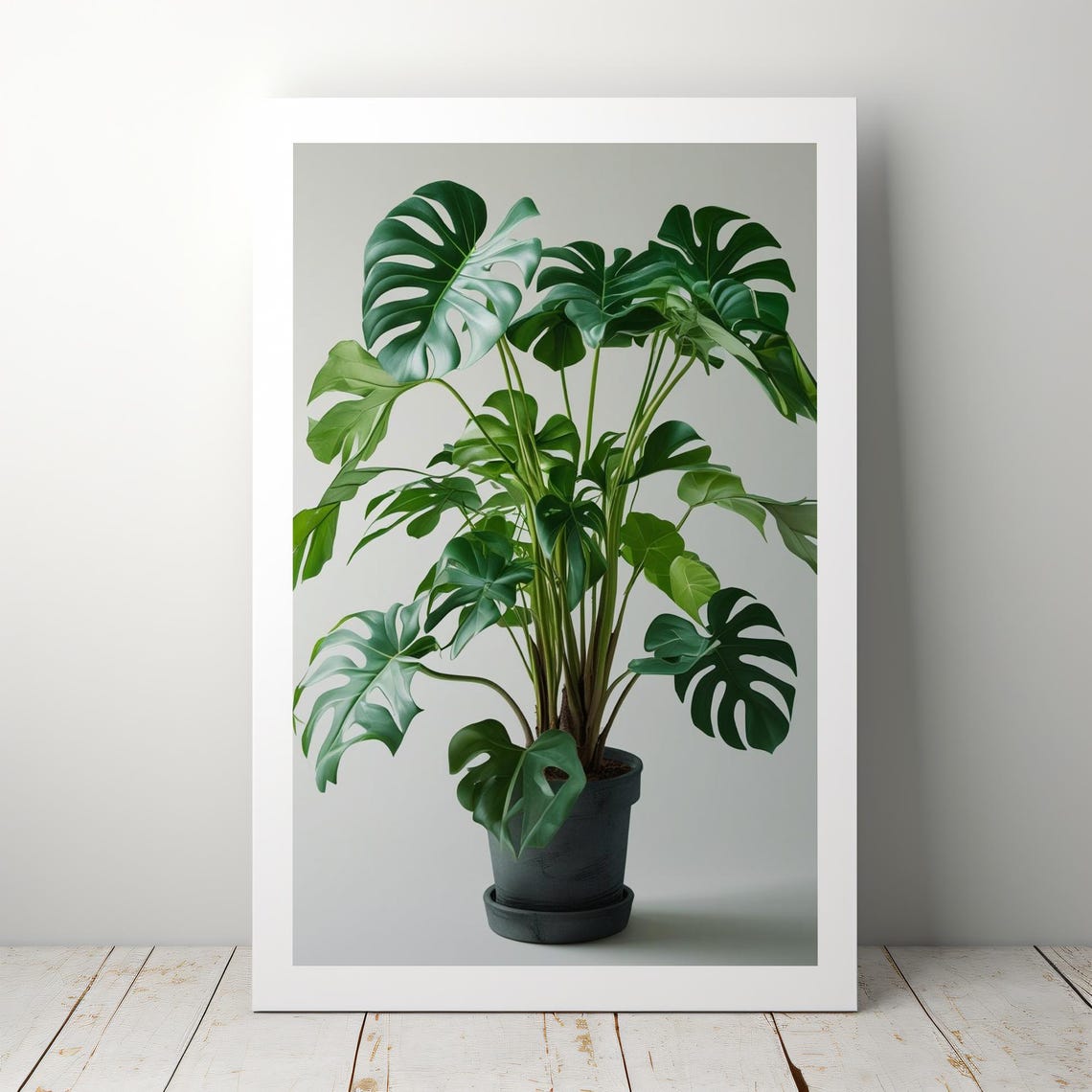 Monstera Deliciosa Potted Plant Minimalist Botanical Art Print