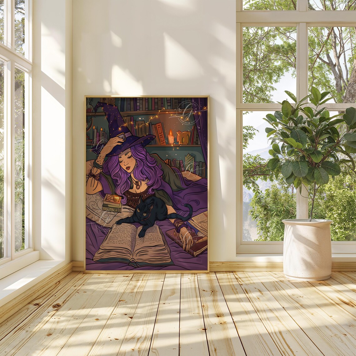 Modern Witch Halloween Poster, Colorful Witchy Decor - Image 2