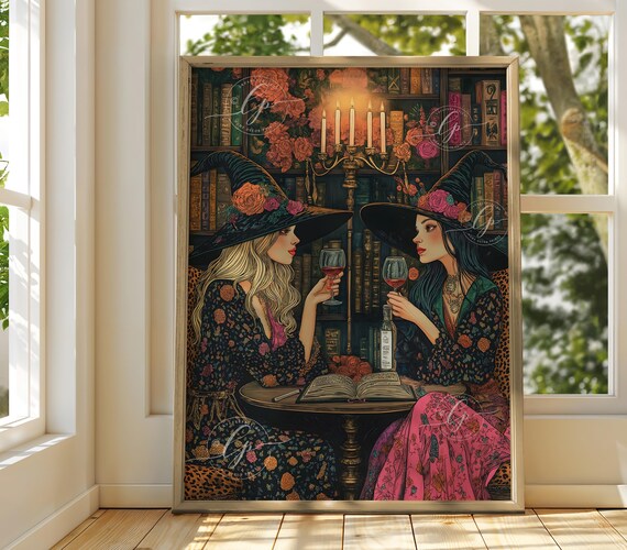 Best Friends Witch Art Print, Witchy Friendship Decor