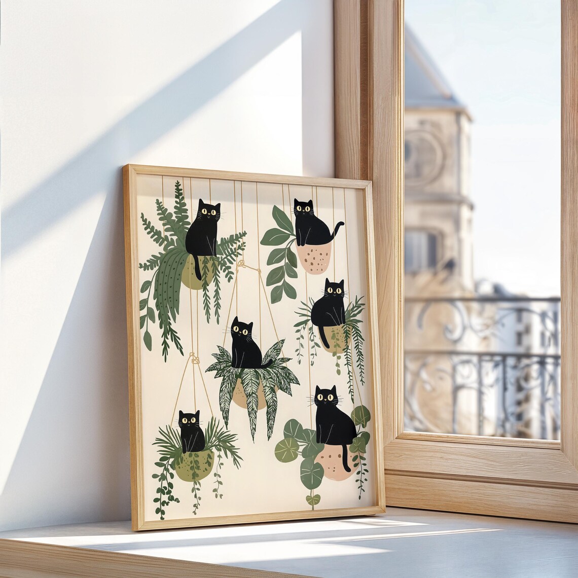 Silly Cat, Quirky Indoor Pots Art Print - Image 2