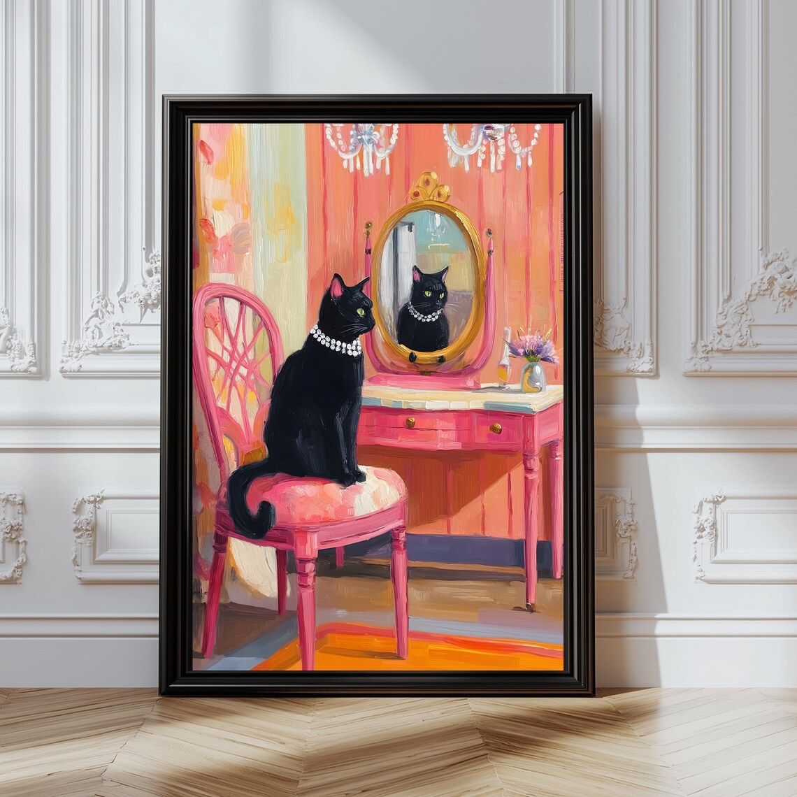 Coquette Cat Poster, Retro Glam Cat Lover Gift - Image 5