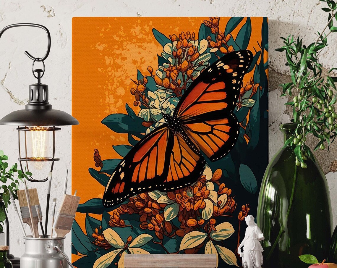 Monarch Butterfly Poster Print, Gauguin-Inspired Modern Decor - Image 3