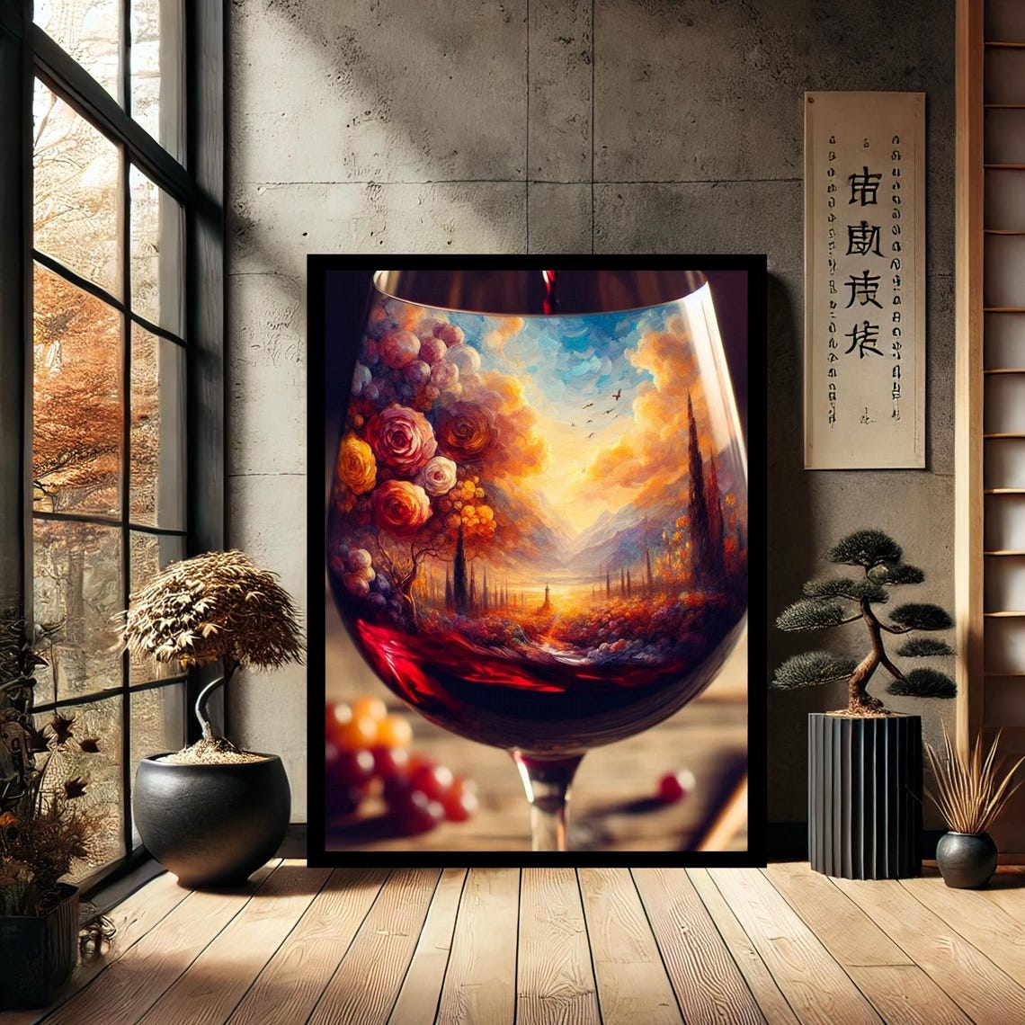 Wine Glass Kitchen Decor Canvas Wall Art Modern Print Painting Abstract For Home