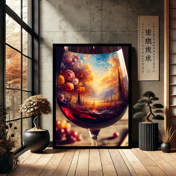 Wine Glass Kitchen Decor Canvas Wall Art Modern Print Painting Abstract For Home