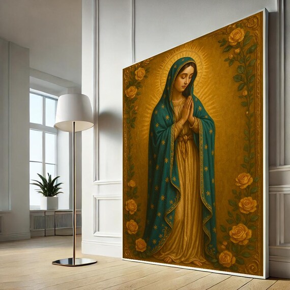 Our Lady of Guadalupe Golden Roses Religious Devotional Art Poster
