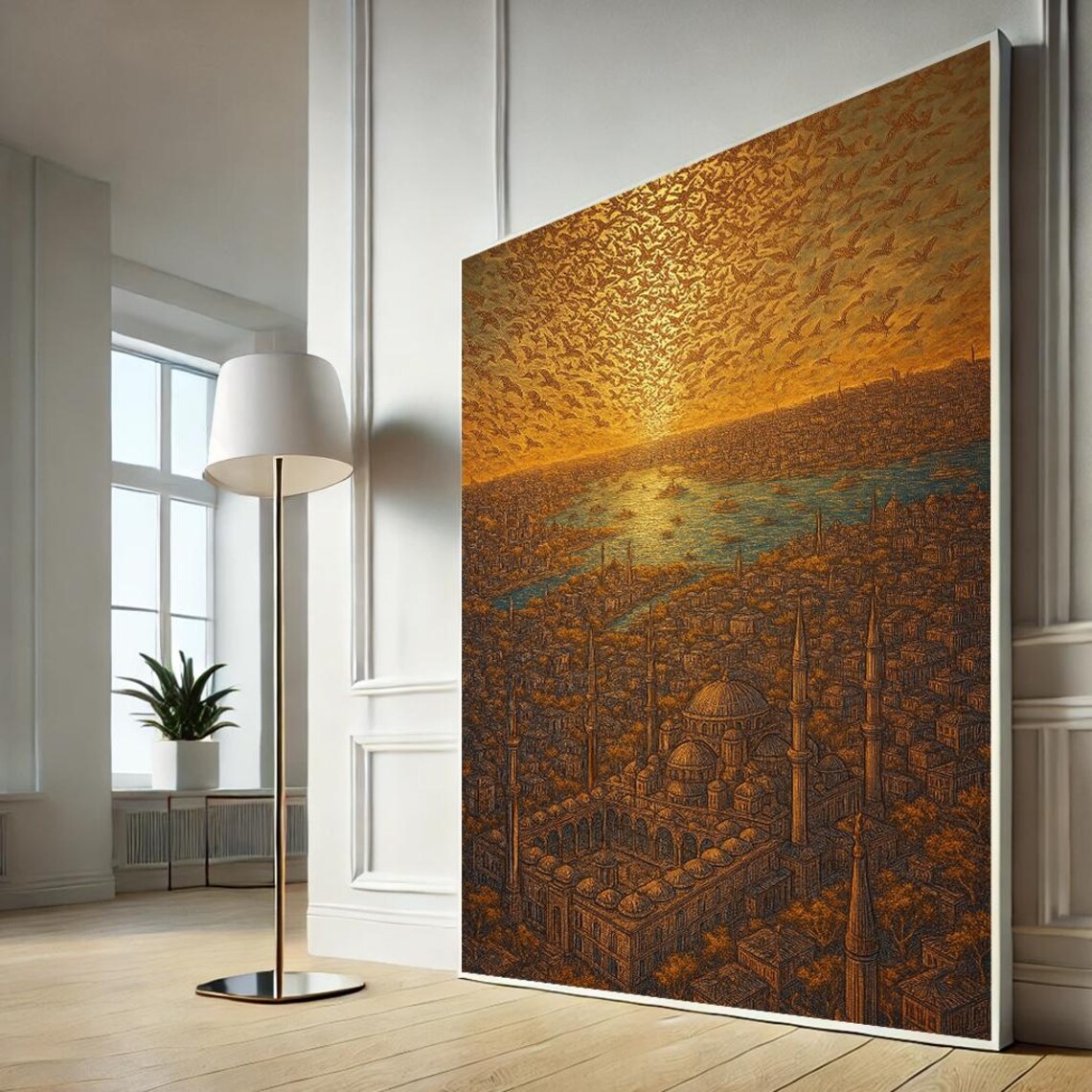 Majestic Istanbul Skyline Canvas Wall Art Print Golden Sunset Living Room Decor Statement Piece