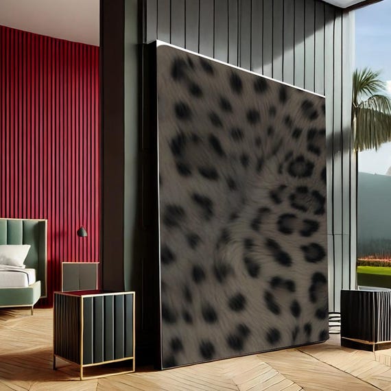 Fierce Leopard Print Modern Canvas Wall Art Black Grey Living Room Decor Statement Piece