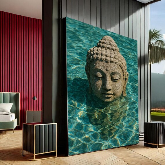 Serene Buddha Water Reflection Canvas Wall Art Print Zen Tranquil Living Room Decor Ready To Hang