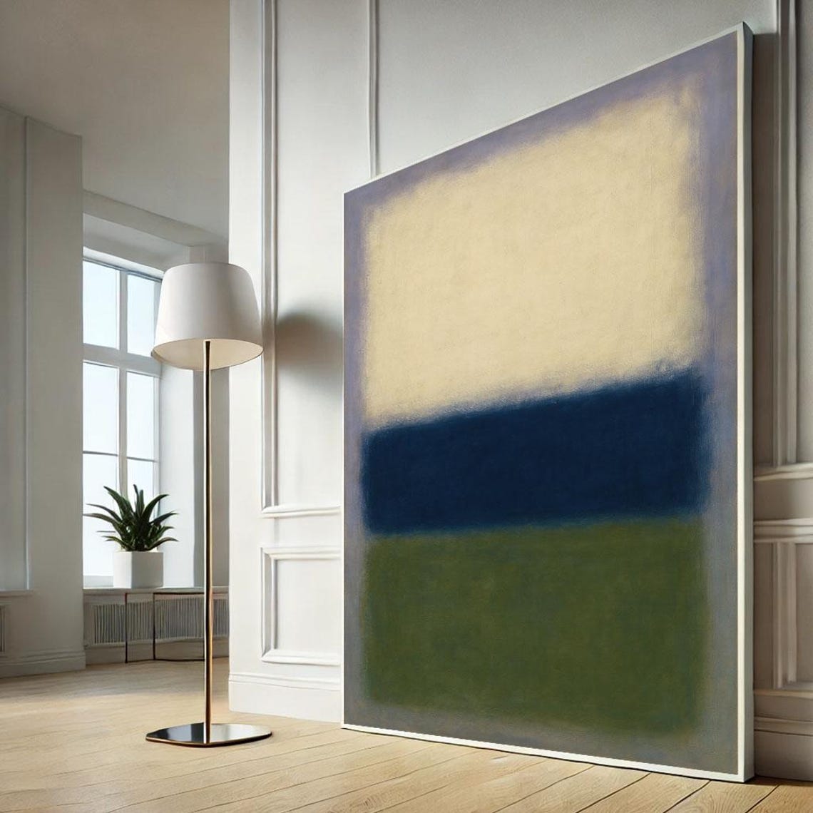 Mark Rothko Inspired Blue and Green Color Field Abstract Canvas Poster