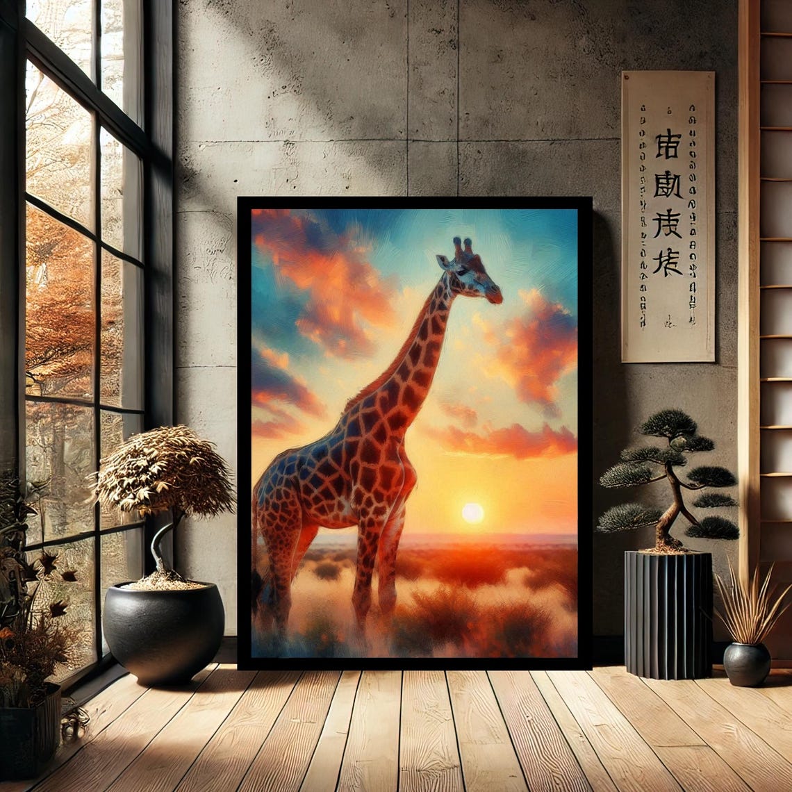 Giraffe Animal Modern Wall Art Canvas Print Painting Abstract Decor For Home