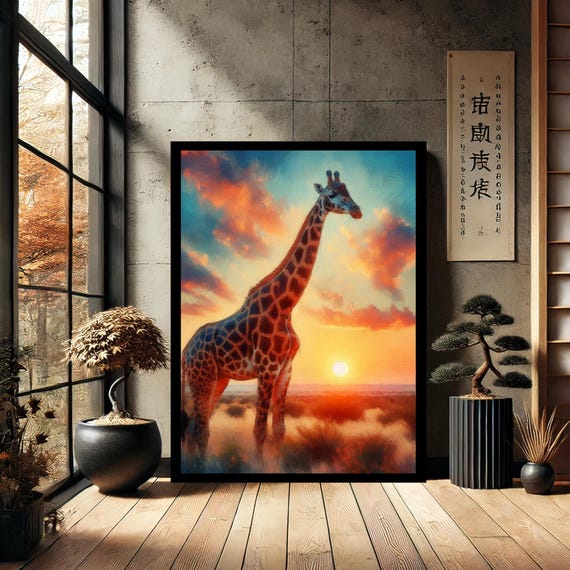 Giraffe Animal Modern Wall Art Canvas Print Painting Abstract Decor For Home
