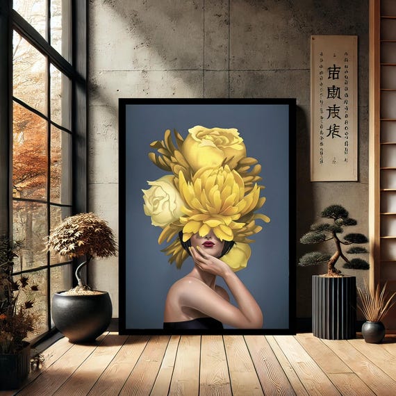 Flower Beautiful Female Mannequin Portrait Home Modern Canvas Wall Art Artcanvas Print Abstract Decor For
