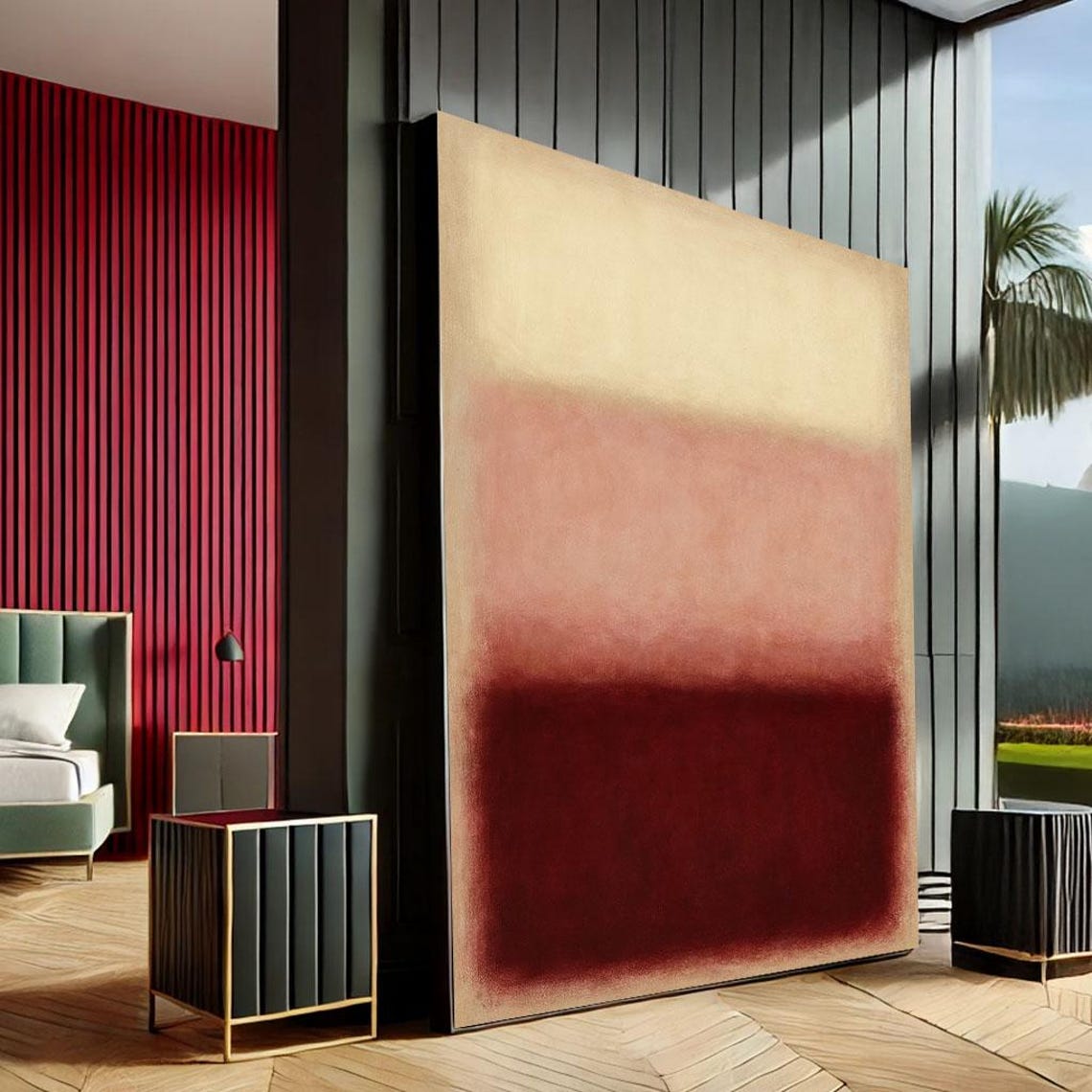 Cream Rose Burgundy Gradient Elegant Modern Abstract Art Poster