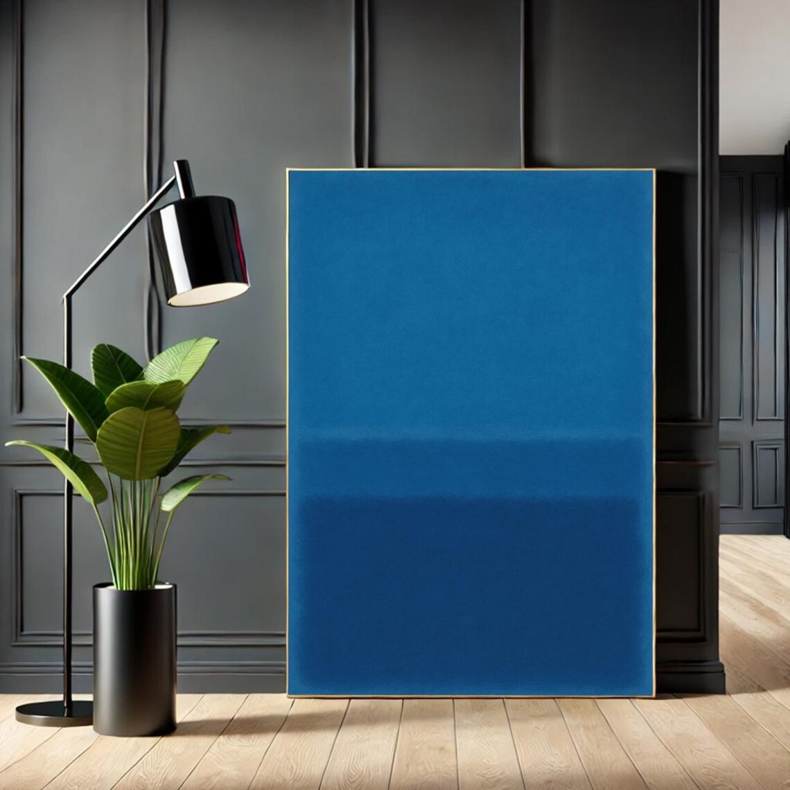 Blue Color Field Abstract Canvas Painting in the Style of Mark Rothko Wall Art