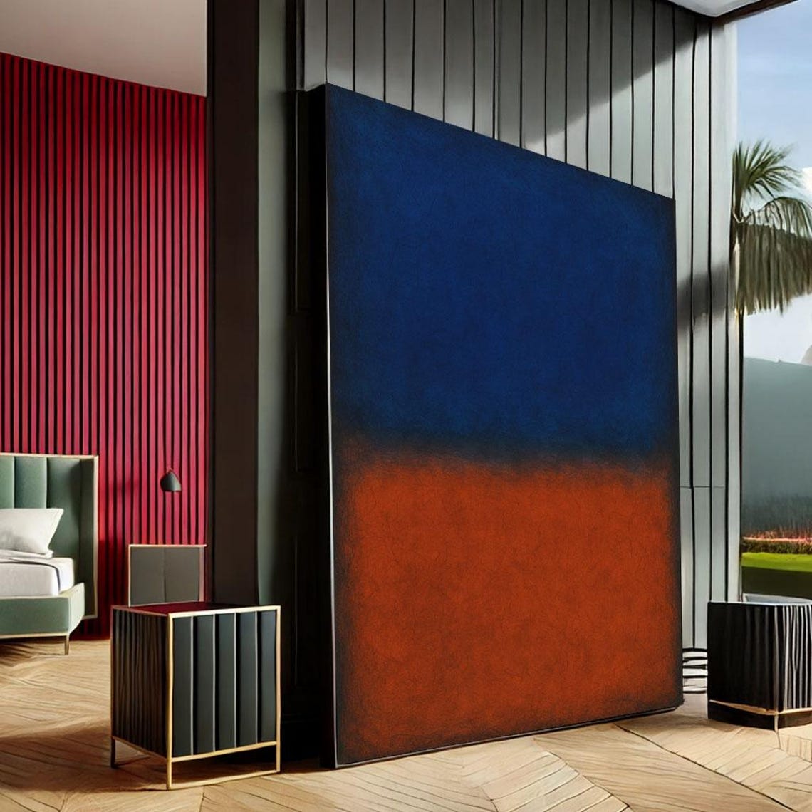 Mark Rothko Inspired Blue And Red Color Field Modern Abstract Poster