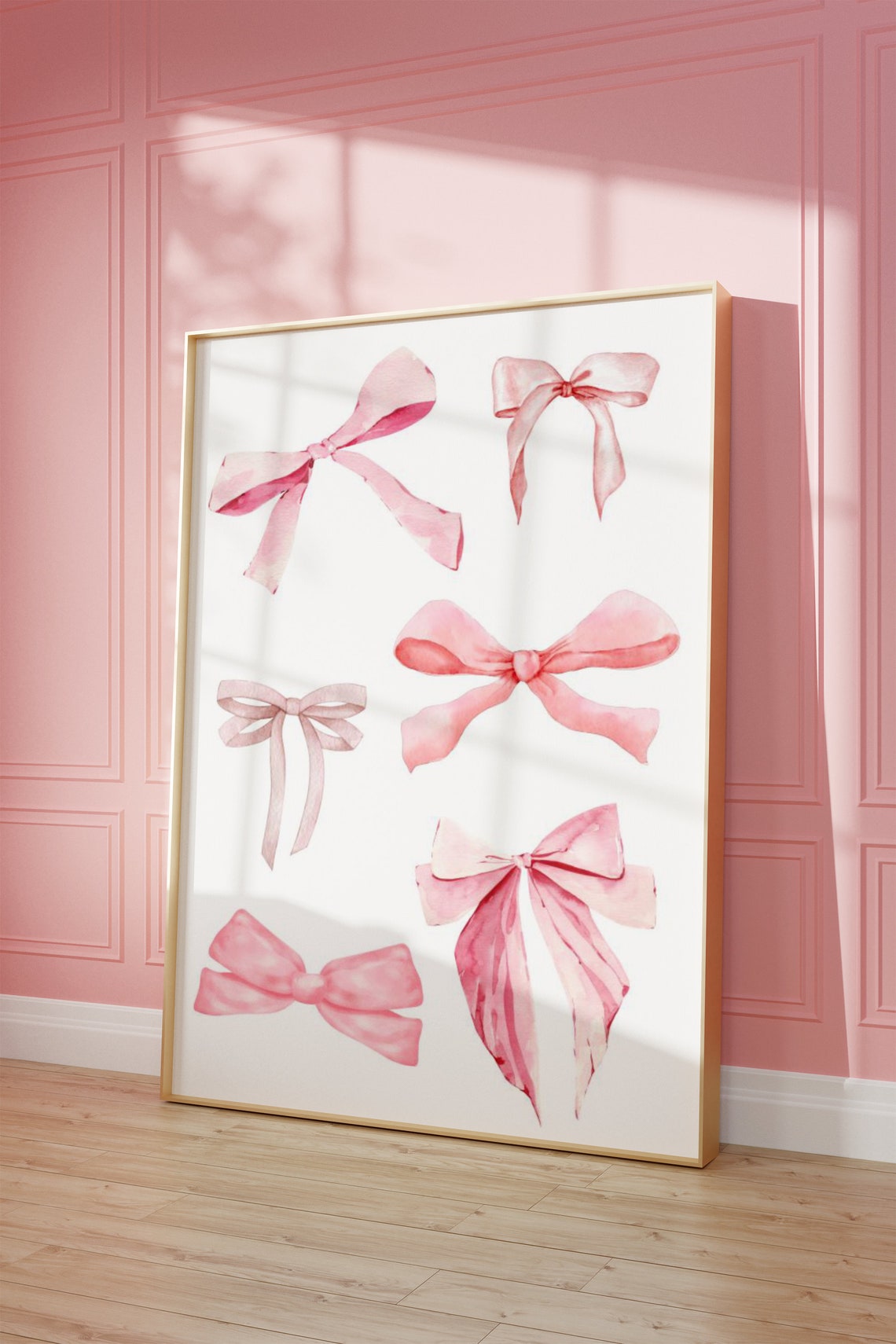 Pink Watercolor Bow Collage Preppy Cute Coquette Girly Wall Art - Image 4