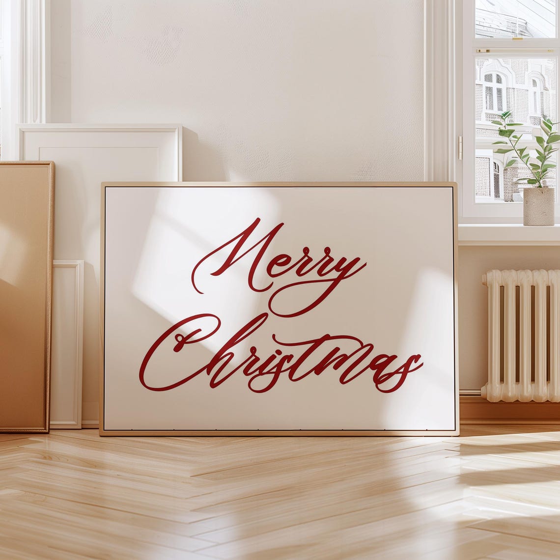 Merry Christmas Red Calligraphy Script Elegant Holiday Poster - Image 2