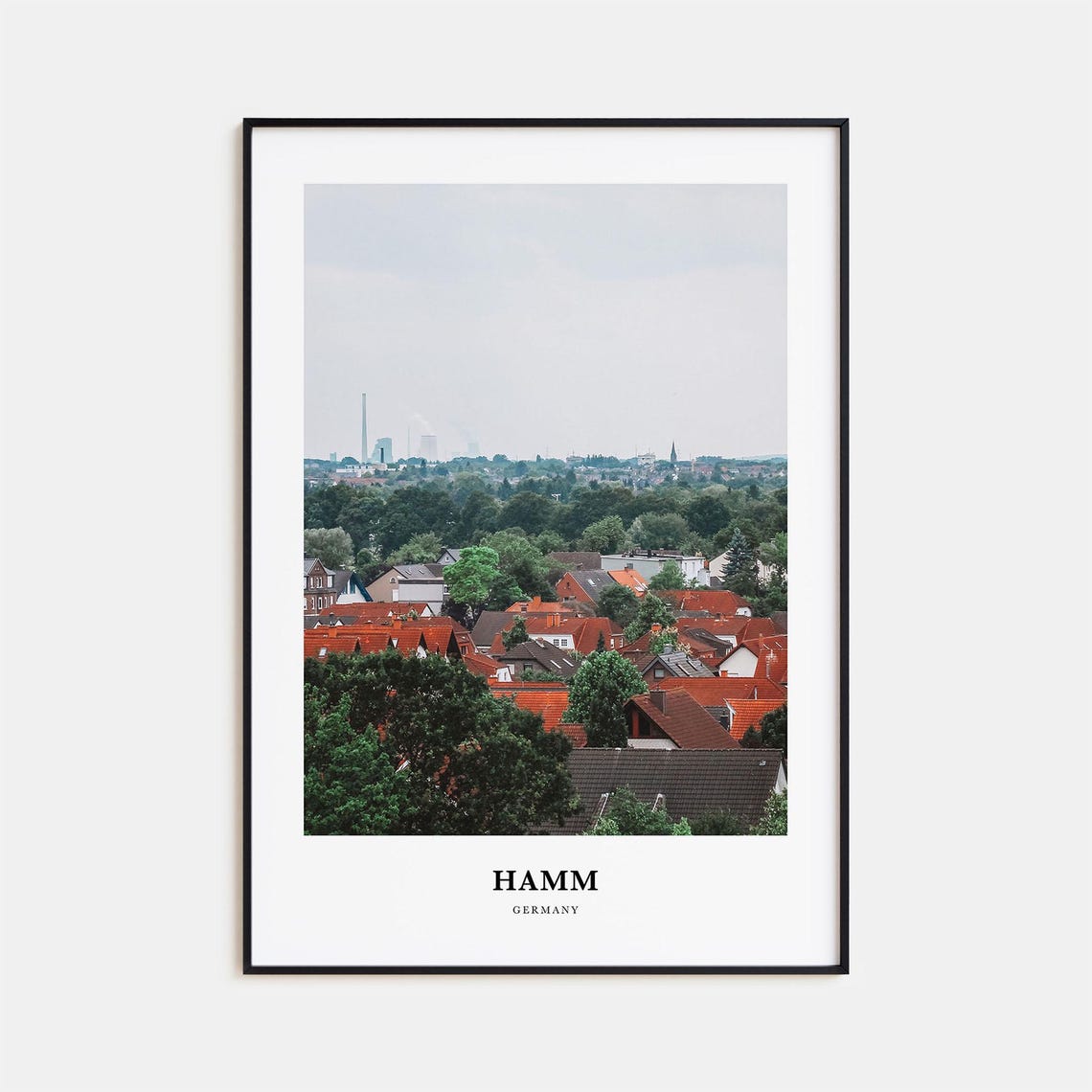 Hamm Germany Rooftop Skyline Church Spire City Travel Poster