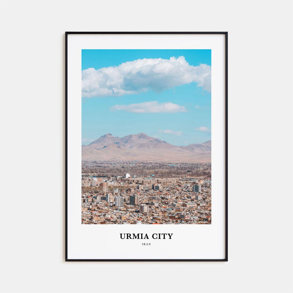 Urmia City Skyline Mountain Backdrop Iran Urban Panorama Poster