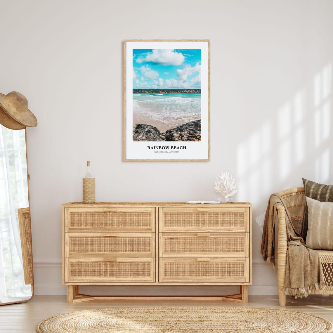 Rainbow Beach Australia Coastal Cliffs Sandy Shore Travel Poster - Image 2