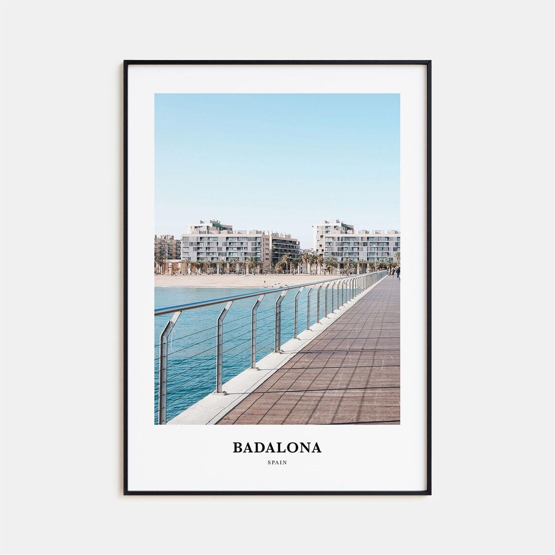 Badalona Spain Seaside Promenade Beach Hotels Coastal View Poster