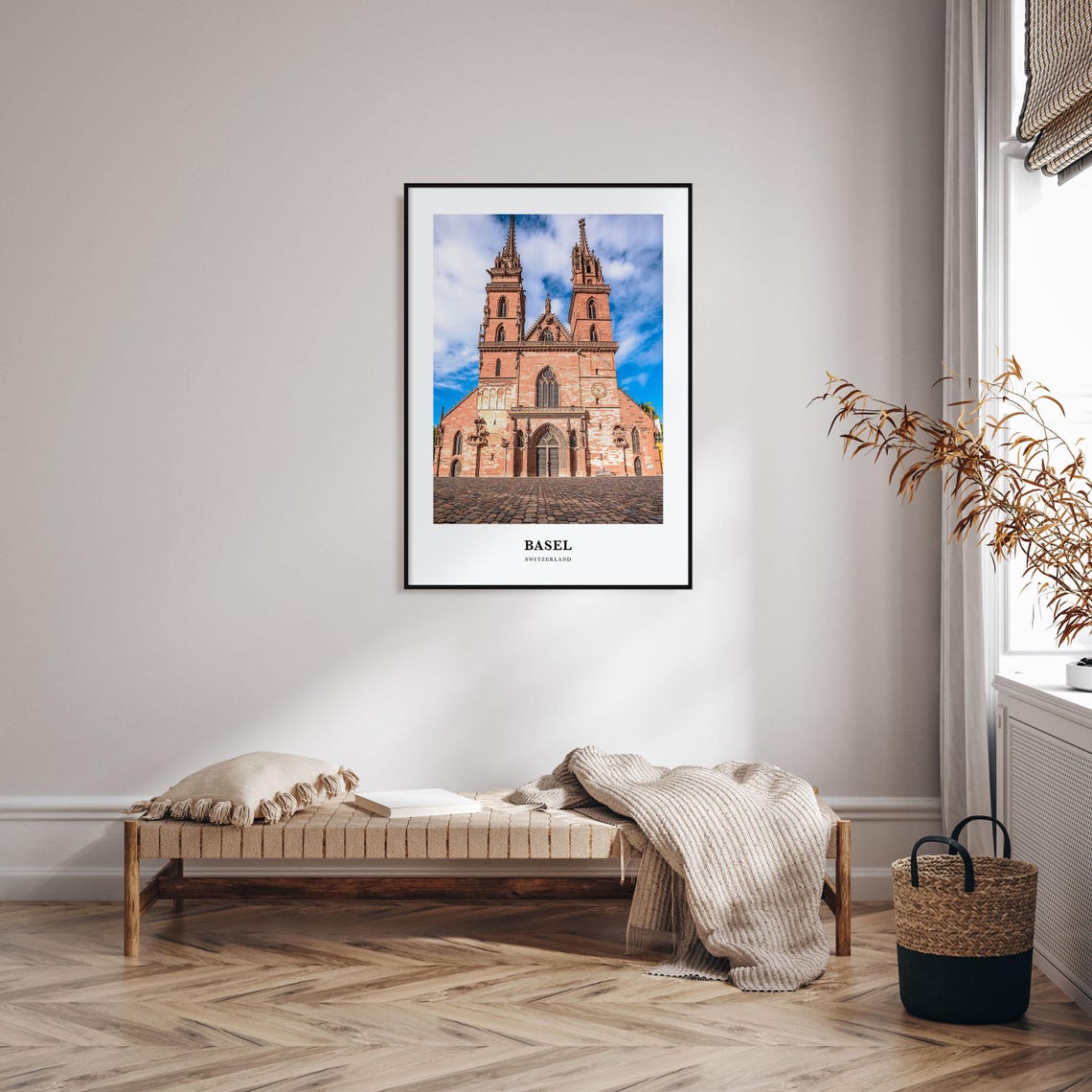 Basel Switzerland Red Sandstone Cathedral Twin Towers Poster - Image 3