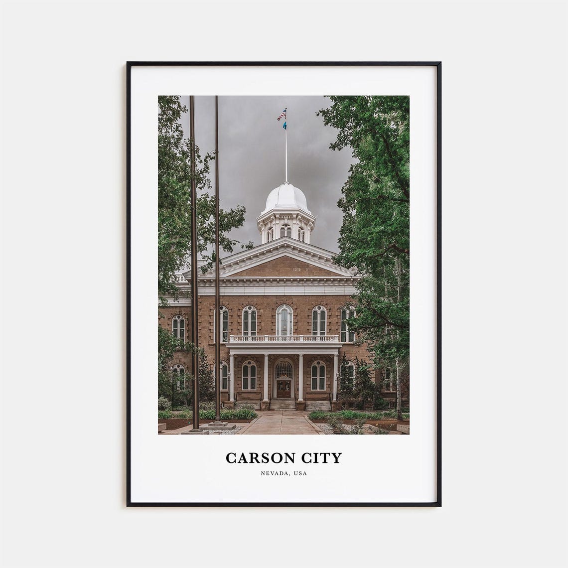 Carson City Nevada USA Historic Capitol Building Flags Photo Poster