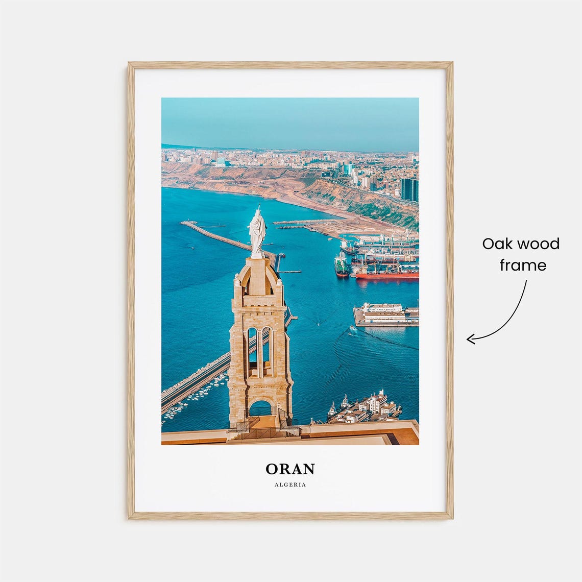 Oran Algeria Chapel Tower Over The Bay With Ships Travel Poster - Image 3