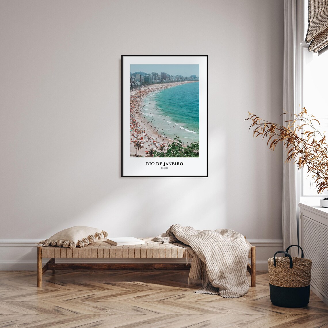 Rio de Janeiro Crowded Tropical Beach Shoreline Aerial Travel Poster - Image 3