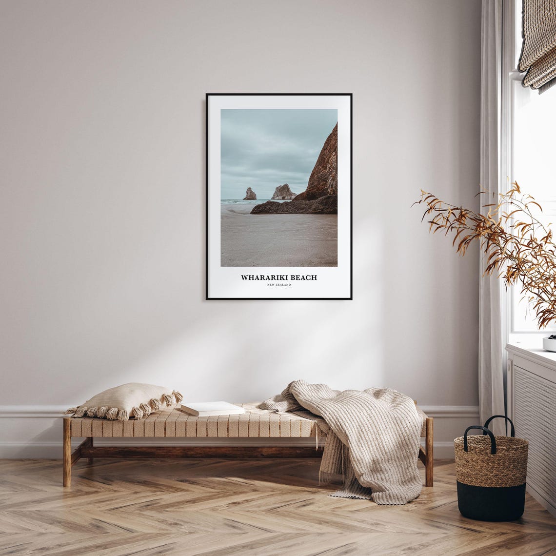 Wharariki Beach Sea Cliffs Rock Formations Moody Coast Poster - Image 3