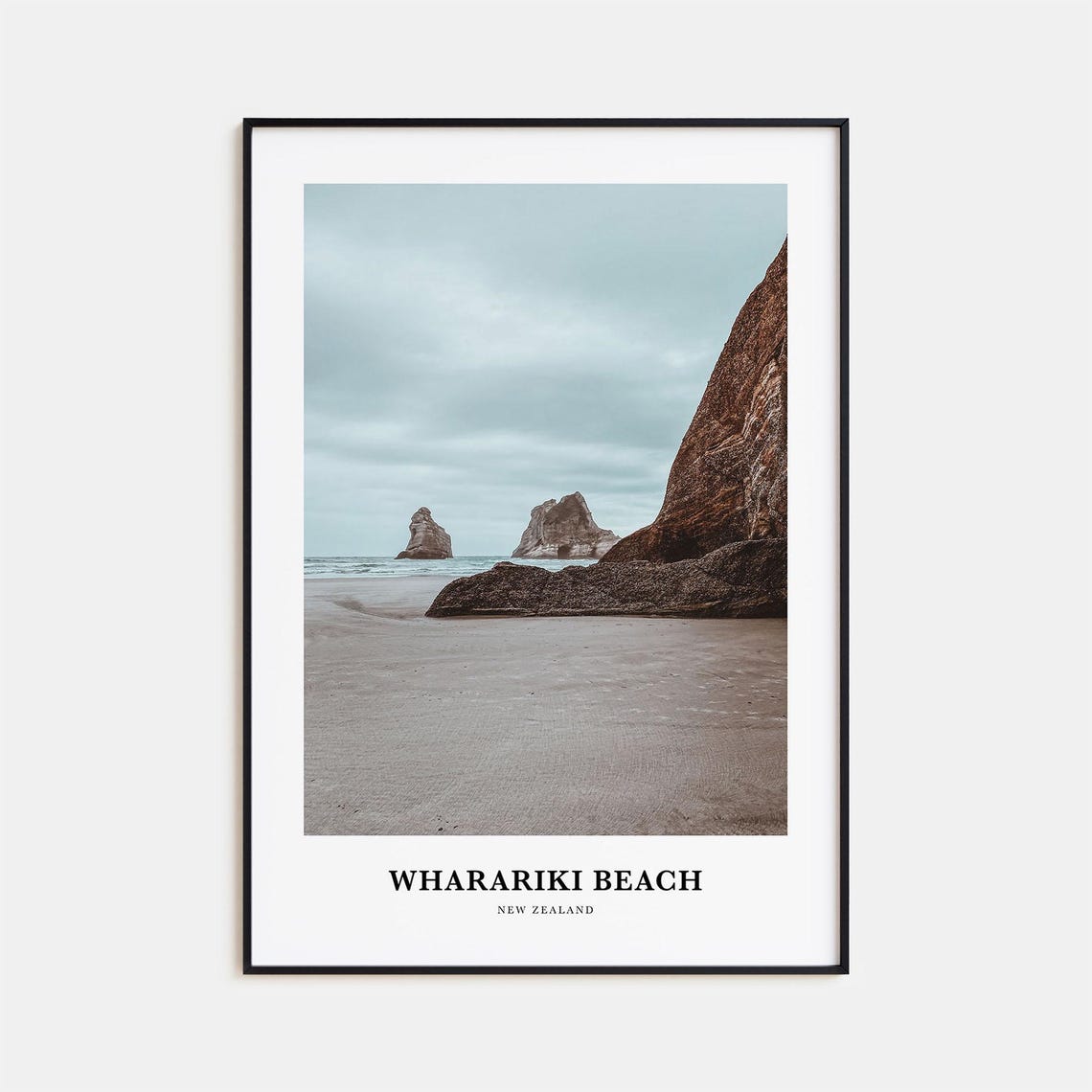 Wharariki Beach Sea Cliffs Rock Formations Moody Coast Poster