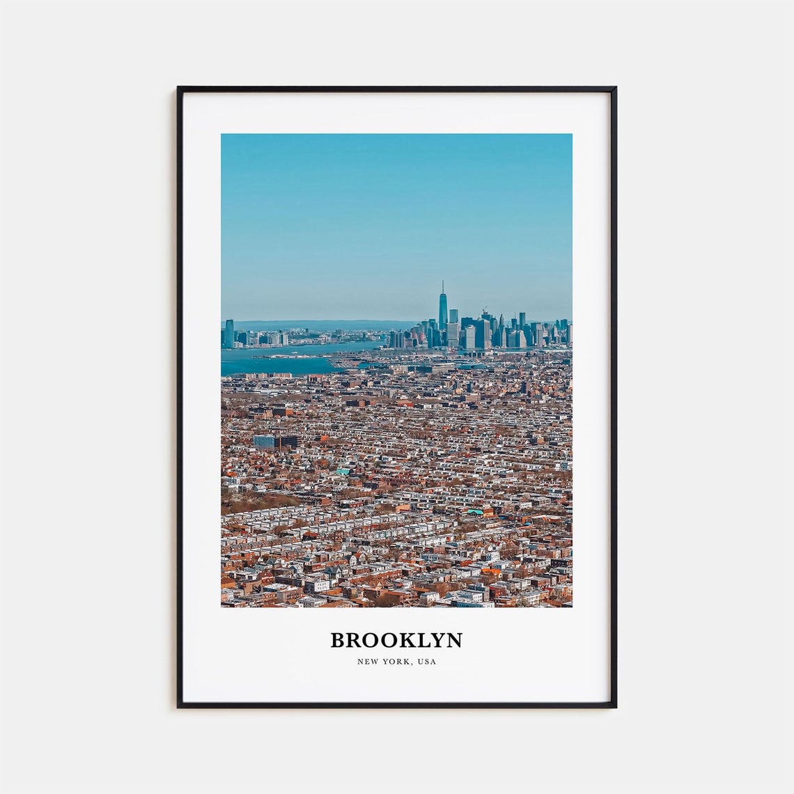 Brooklyn New York Aerial Rooftops Manhattan View Photo Poster