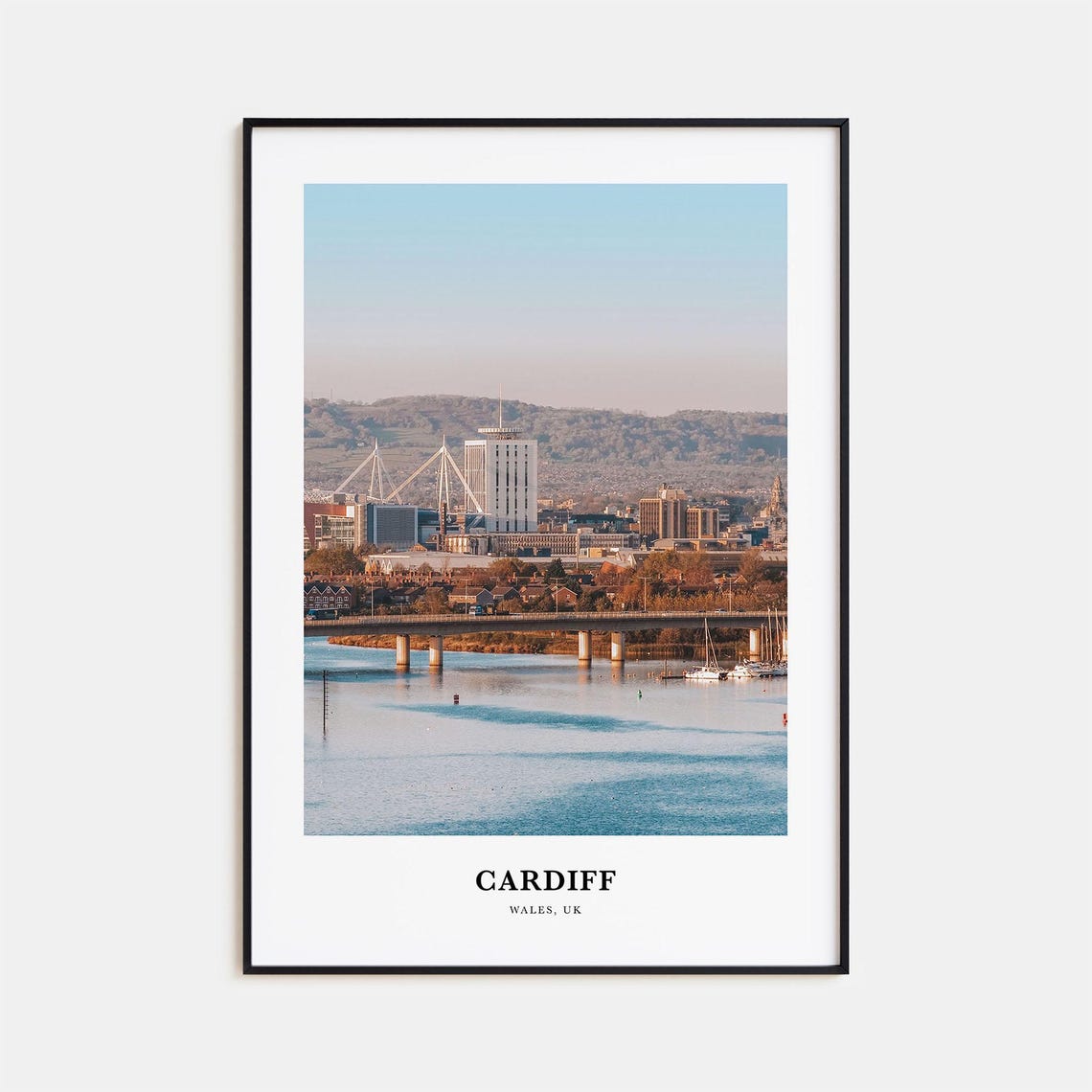 Cardiff Wales UK Waterfront Skyline Bridge Stadium Photo Poster