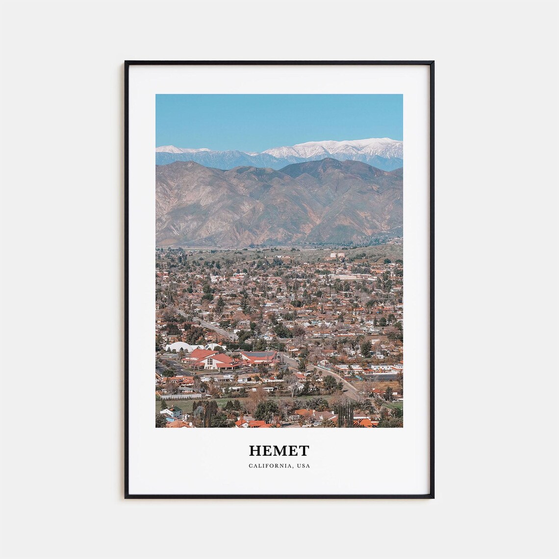 Hemet California Snow Capped Mountain Town Photography Travel Poster