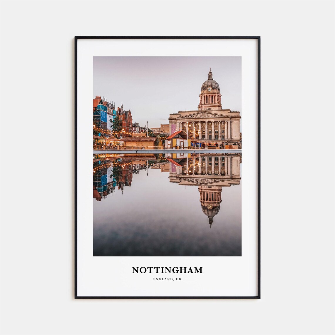 Nottingham England UK Mirrored Water Reflection Photo Travel Poster
