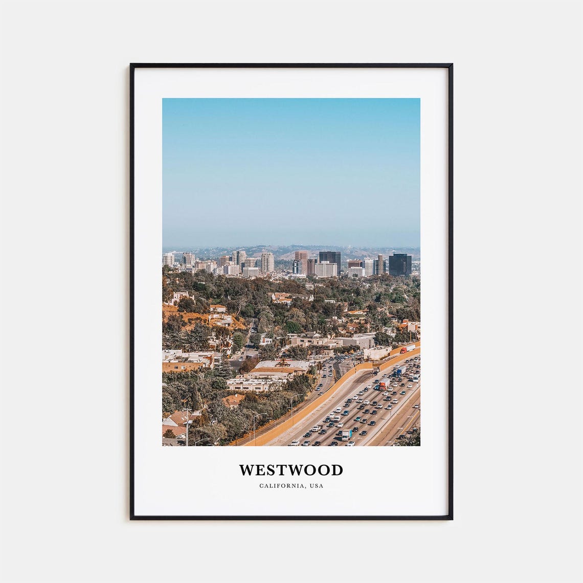 Westwood Los Angeles Freeway Traffic Skyline Cityscape Poster