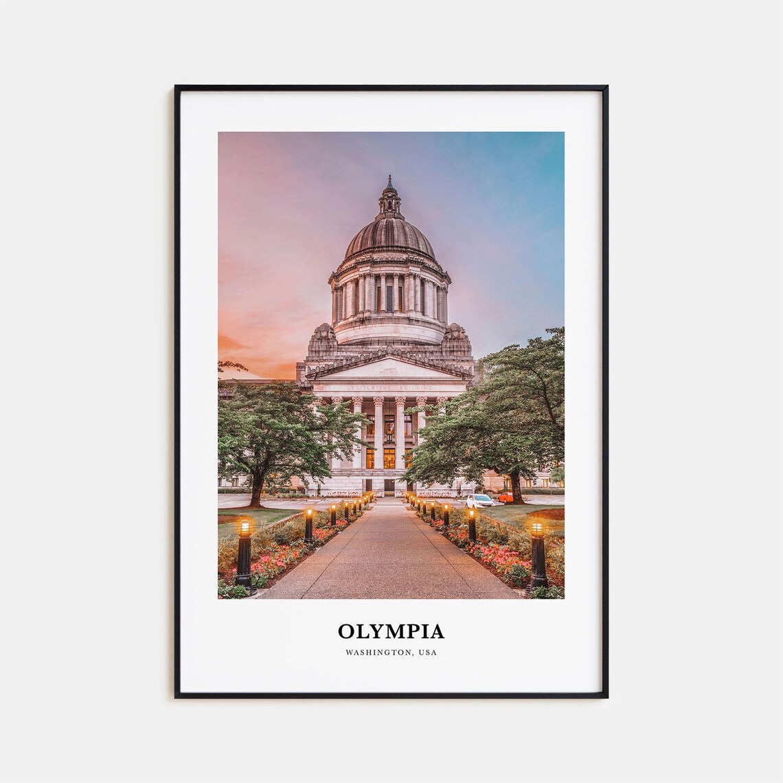 Olympia Washington USA Capitol Dome Sunset Photo Travel Wall Poster