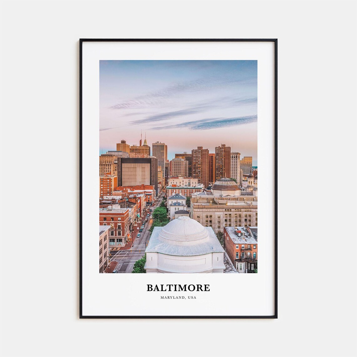 Baltimore Maryland USA City Skyline At Sunset Photo Art Poster