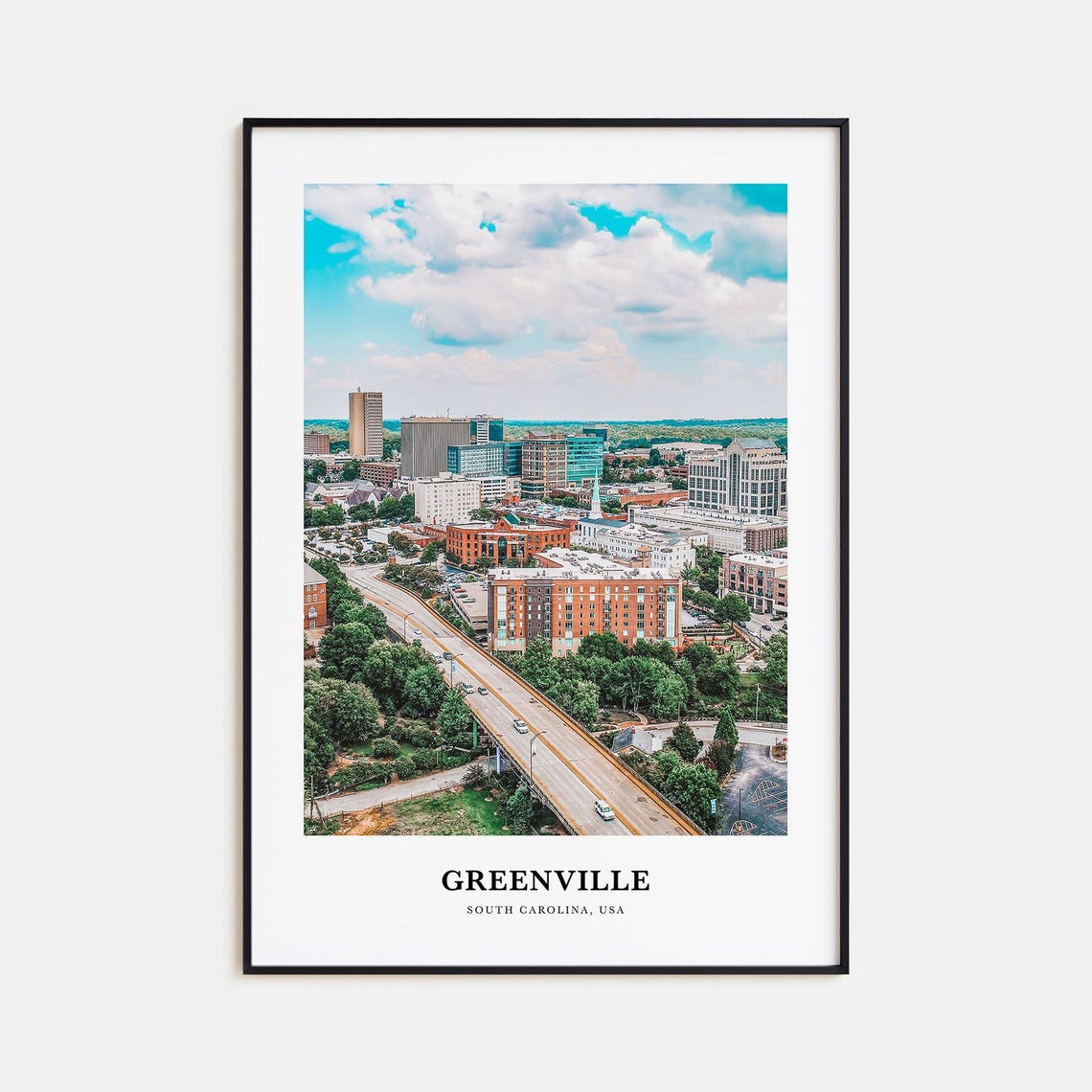Greenville Print No 1 Greenville Photo Poster Greenville Travel Wall Art Greenville Map Greenville Photography South Carolina Usa