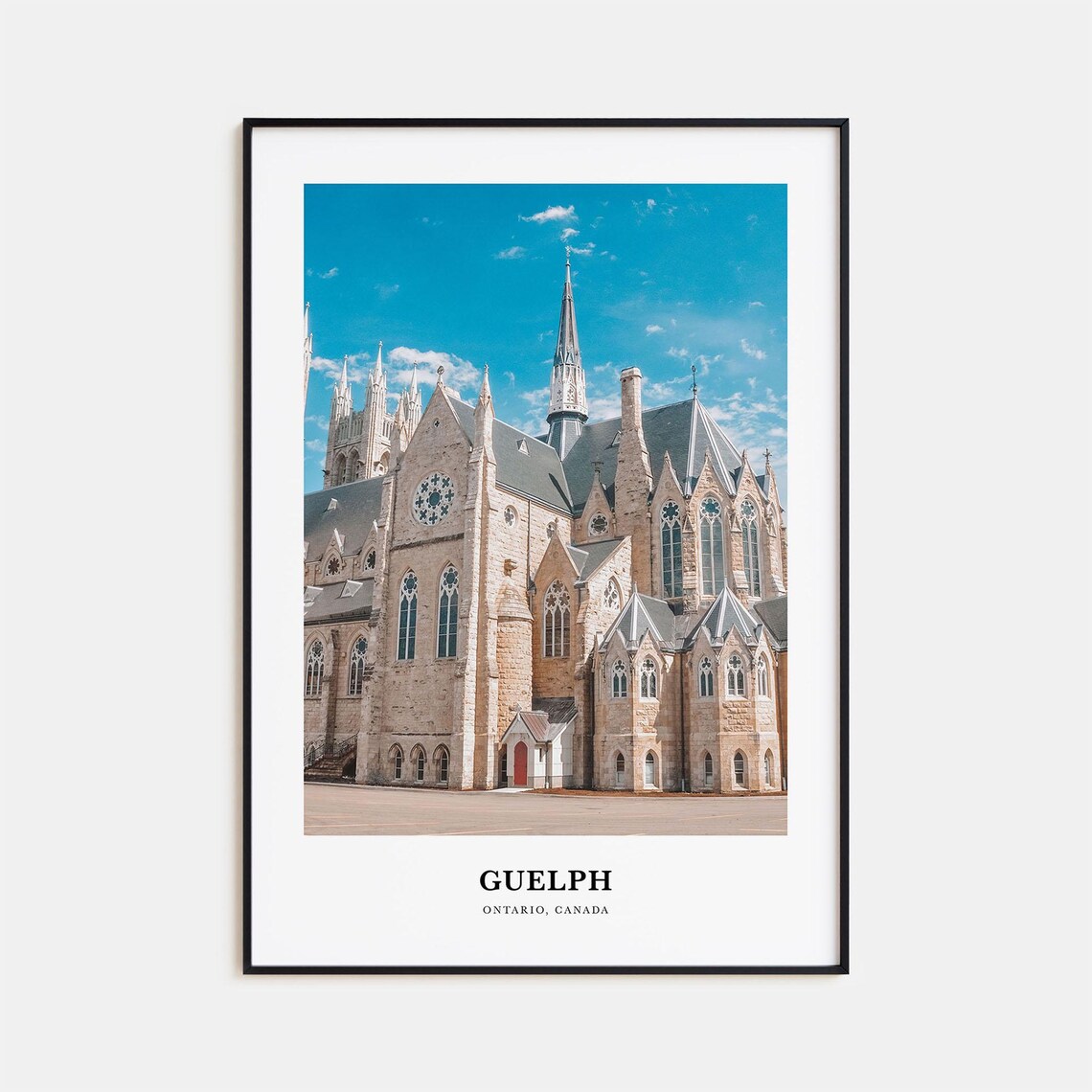 Guelph Ontario Gothic Stone Church Spires Architecture Travel Poster
