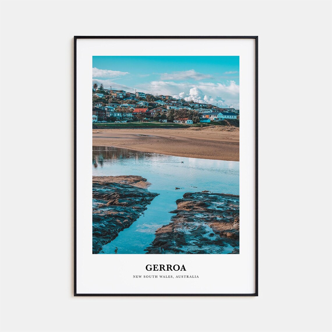 Gerroa New South Wales Rocky Beach and Coastal Town View Poster