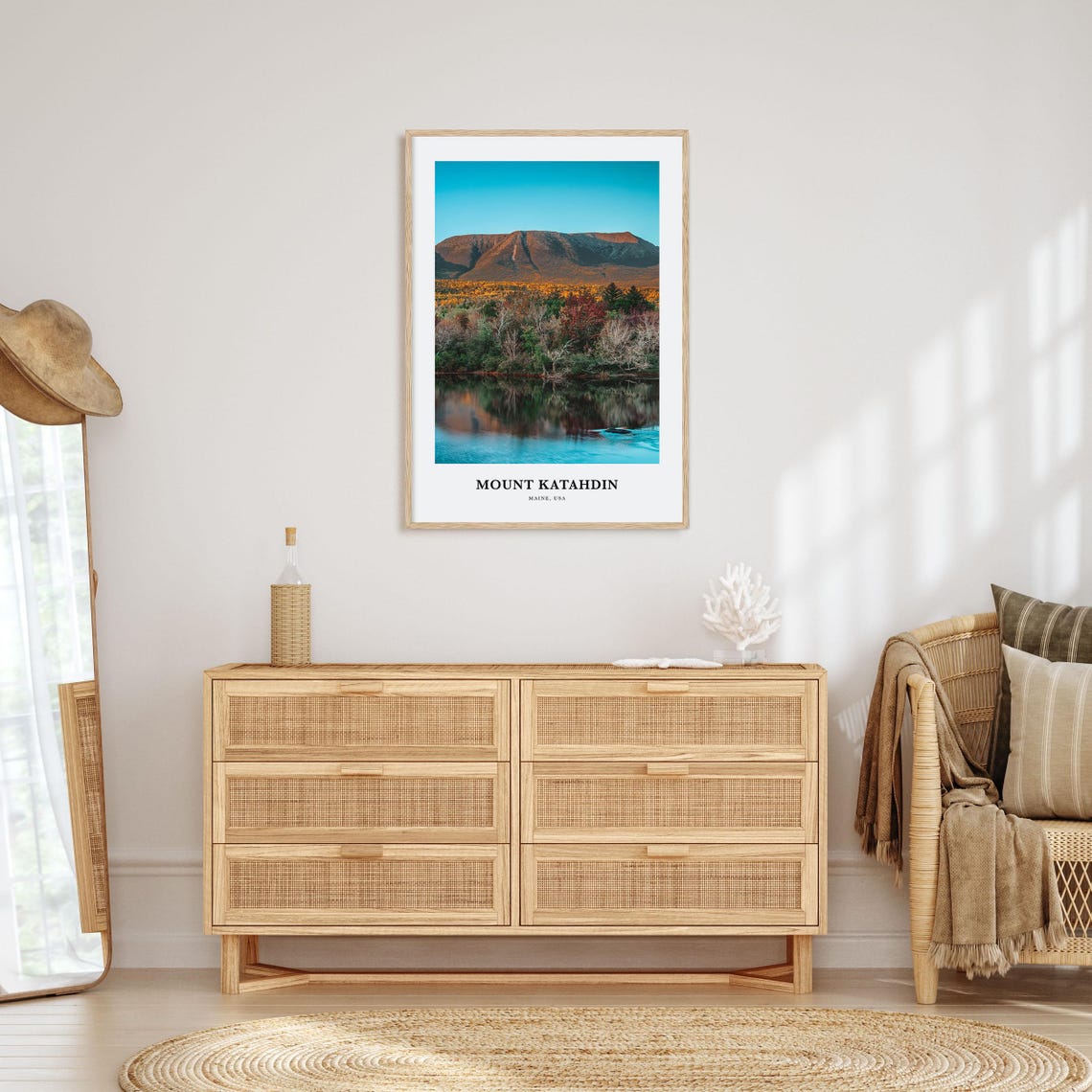 Mount Katahdin Maine Autumn Lake Reflection Mountain Peak Poster - Image 2