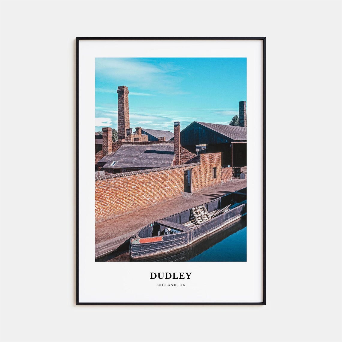 Dudley England UK Brick Chimneys Canal Boat Heritage Industrial Poster