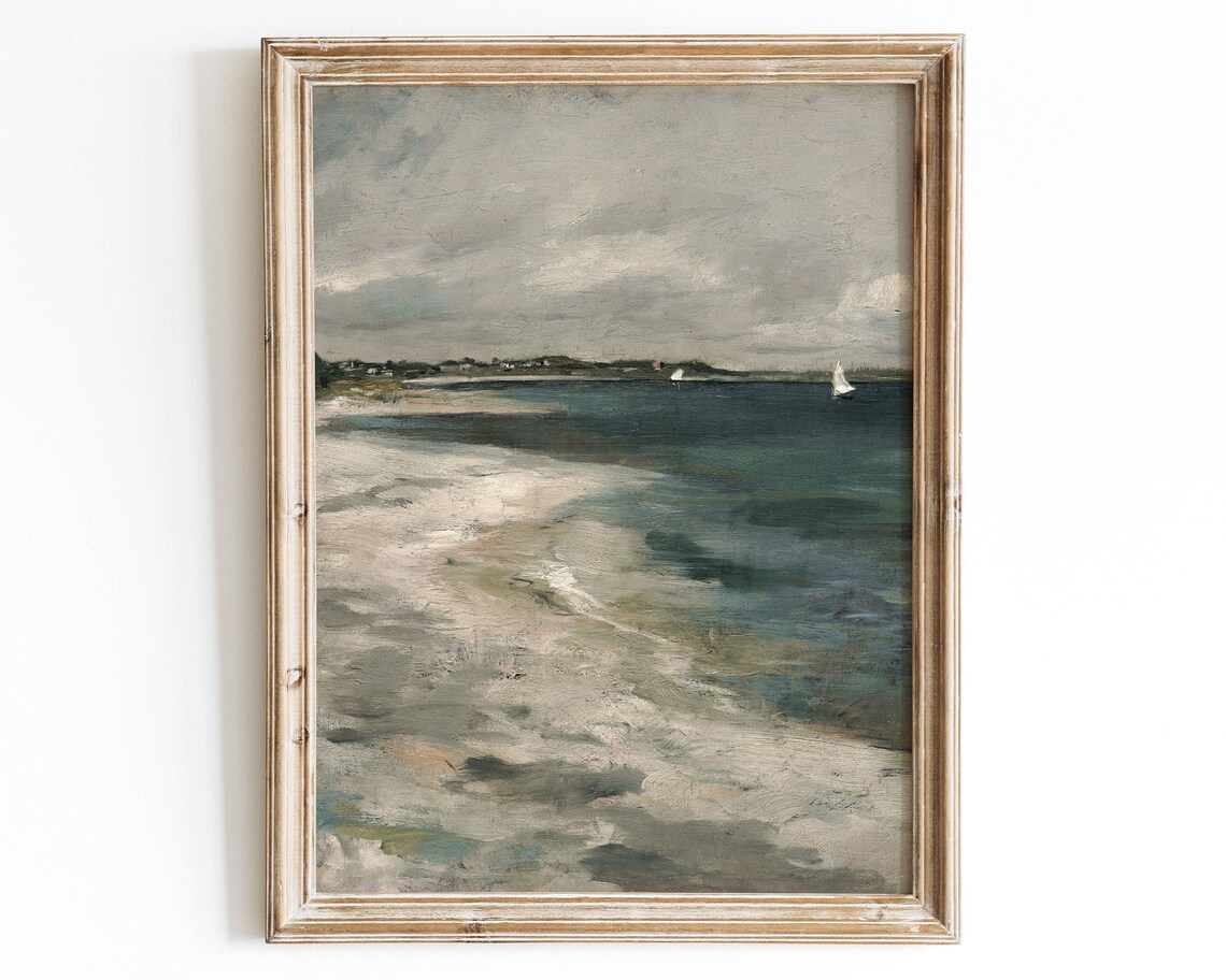 Vintage European Coastal Seascape Art Print