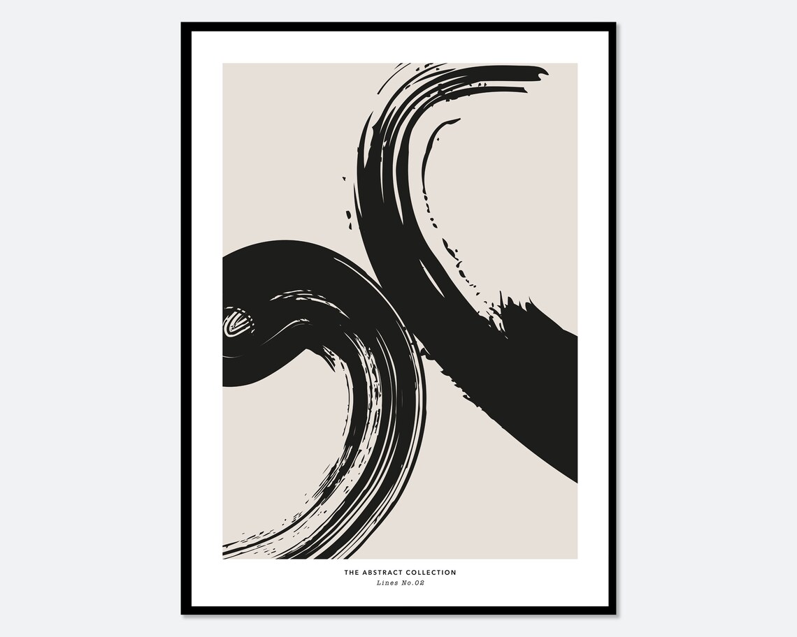 Minimalist Paint Strokes Abstract Mid-Century Art Print