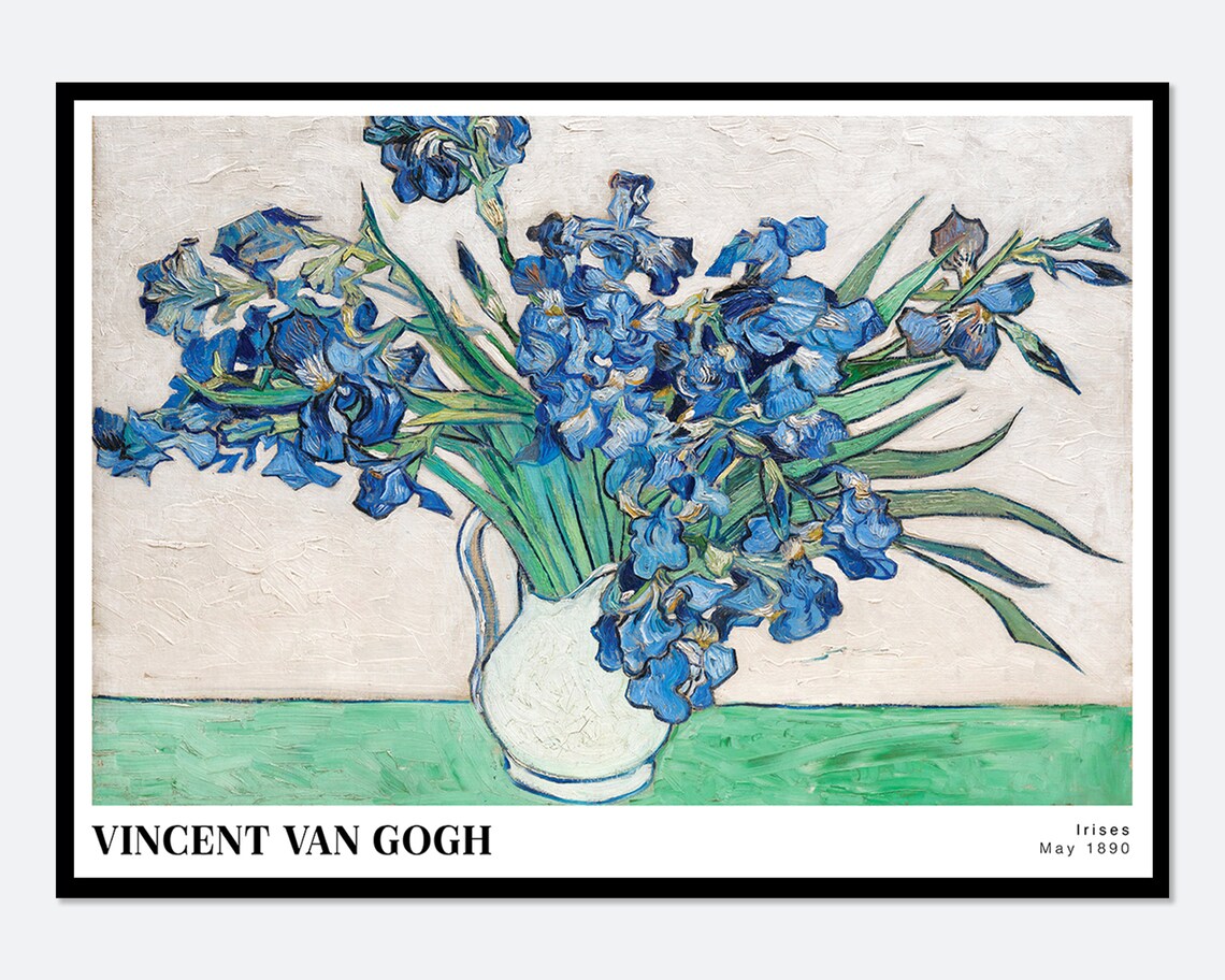 Van Gogh Irises 1889 Art Print, Floral Study