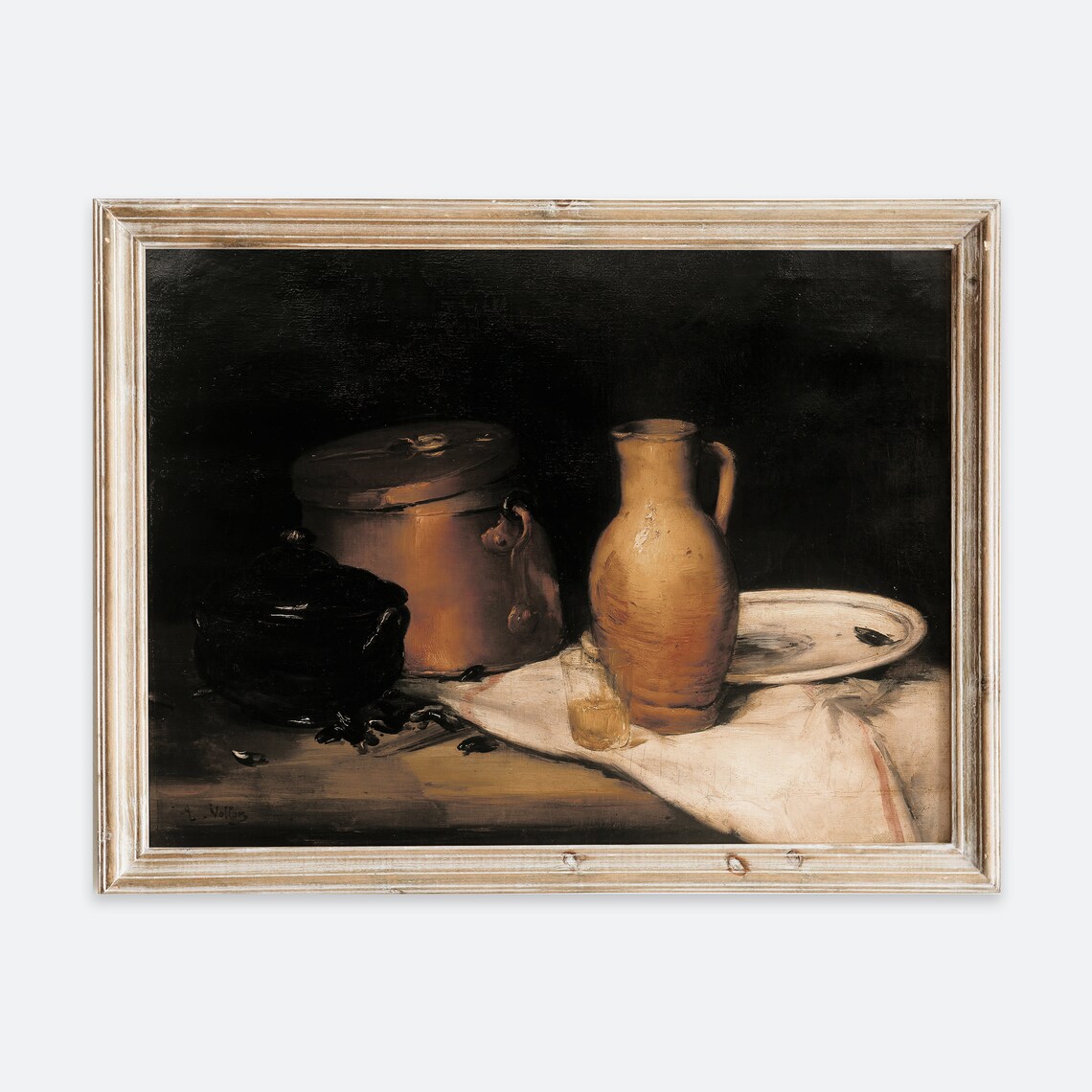 Vintage Farmhouse Pots and Plates Still Life Art Print