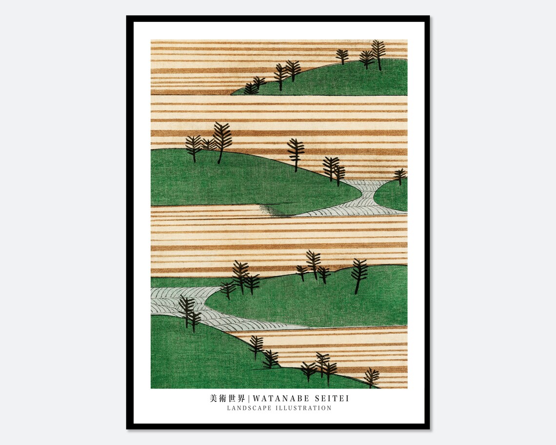 Watanabe Seitei Landscape Illustration, Vintage Japanese Print