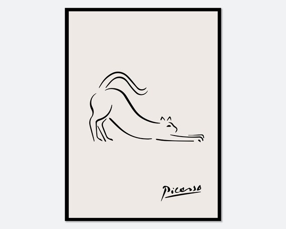 Pablo Picasso Cat Sketch Line Drawing Art Print