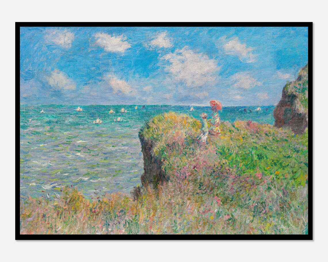 Monet The Cliff Walk at Pourville Vintage Poster